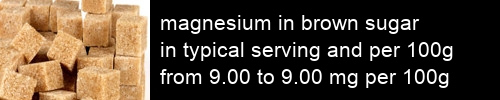magnesium in brown sugar information and values per serving and 100g